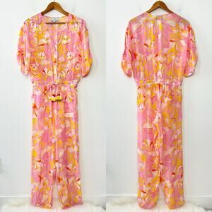 TAJ SABRINA CRIPPA Resortwear Luciana Jumpsuit Women’s Size XS Michele Flowers